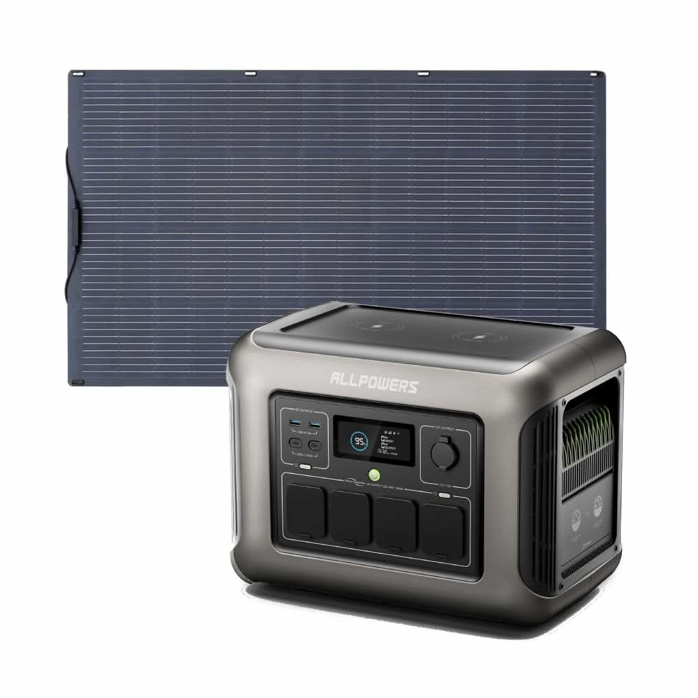 ALLPOWERS Solar Generator Kit 1600W (R1500 PLUS + SF200 200W Flexible Solar Panel)