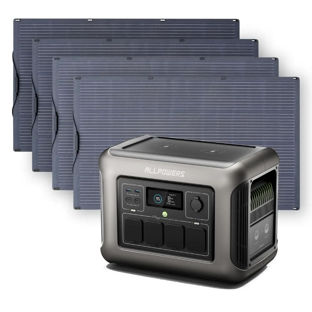 ALLPOWERS Solar Generator Kit 1600W (R1500 PLUS+ SF100 100W Flexible Solar Panel)