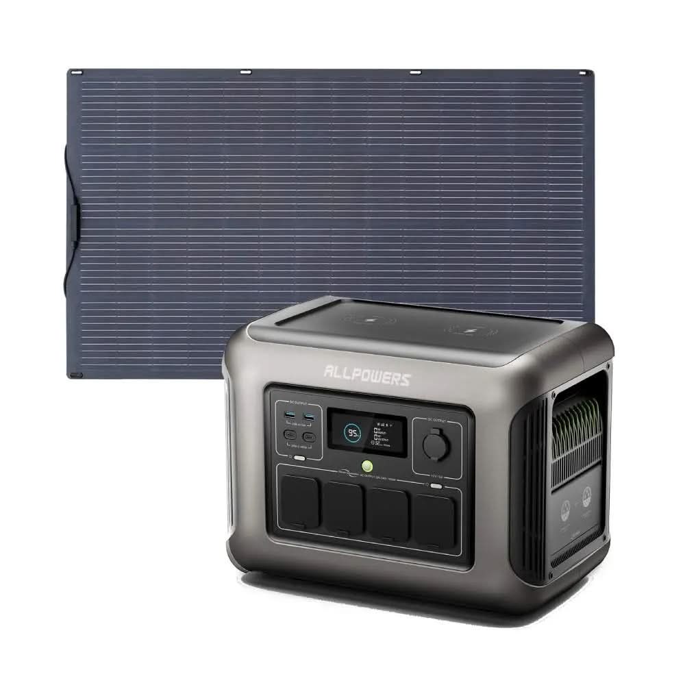 ALLPOWERS Solar Generator Kit 1600W (R1500 PLUS + SF200 200W Flexible Solar Panel)