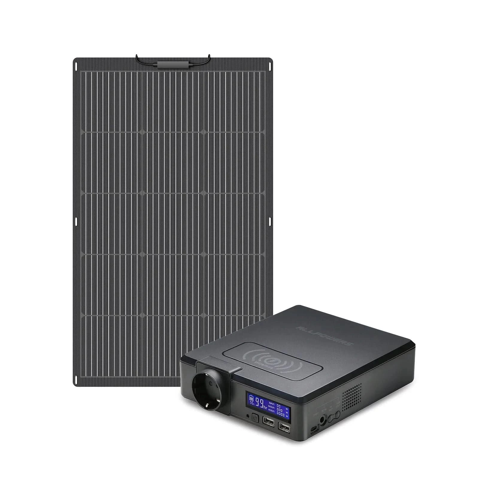 ALLPOWERS Solar Generators Kit 200W (S200 + SF100 100W Flexible Solar Panel)